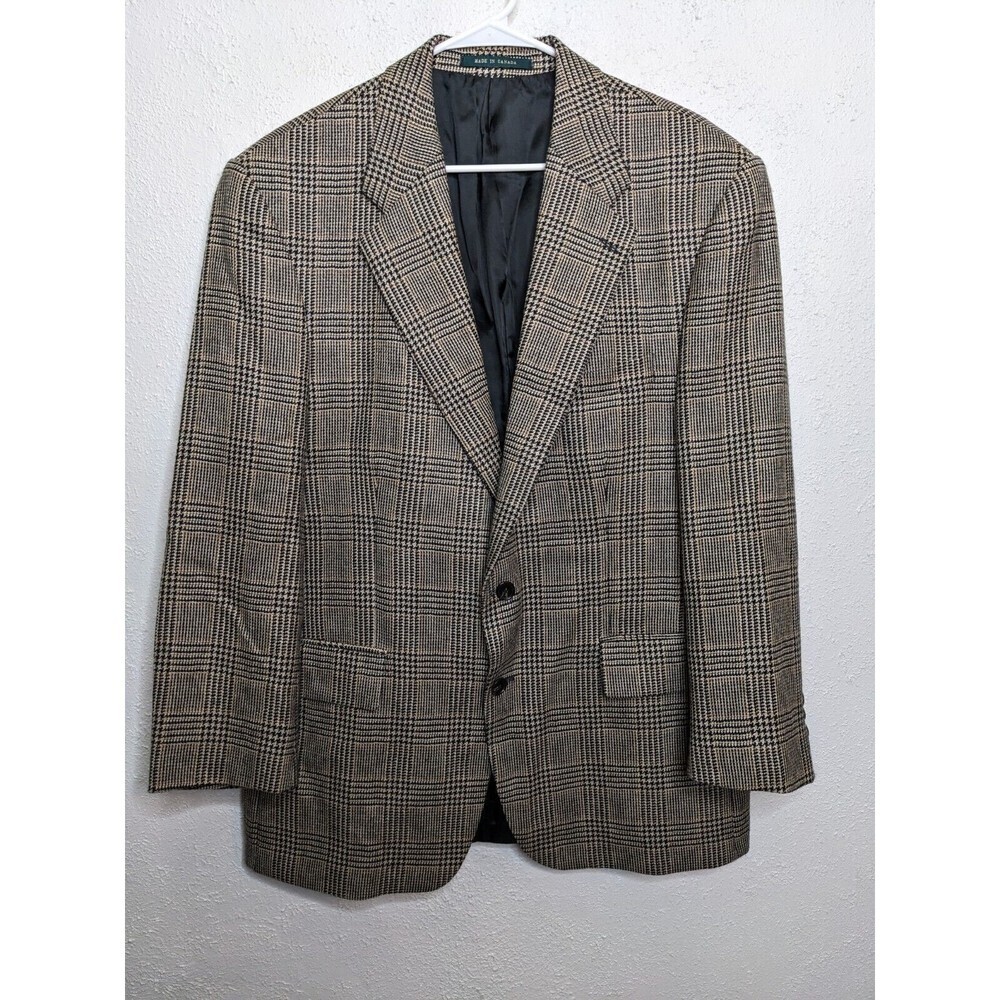 Lauren Ralph Lauren Men Blazer Houndstooth Jacket‎ 44R Wool Alpaca Black Coat